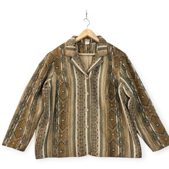 Vtg JMS Womens Tapestry Jacket Boho Southwestern Aztec Jacquard Blazer 90s - 22W - Picture 2 of 14